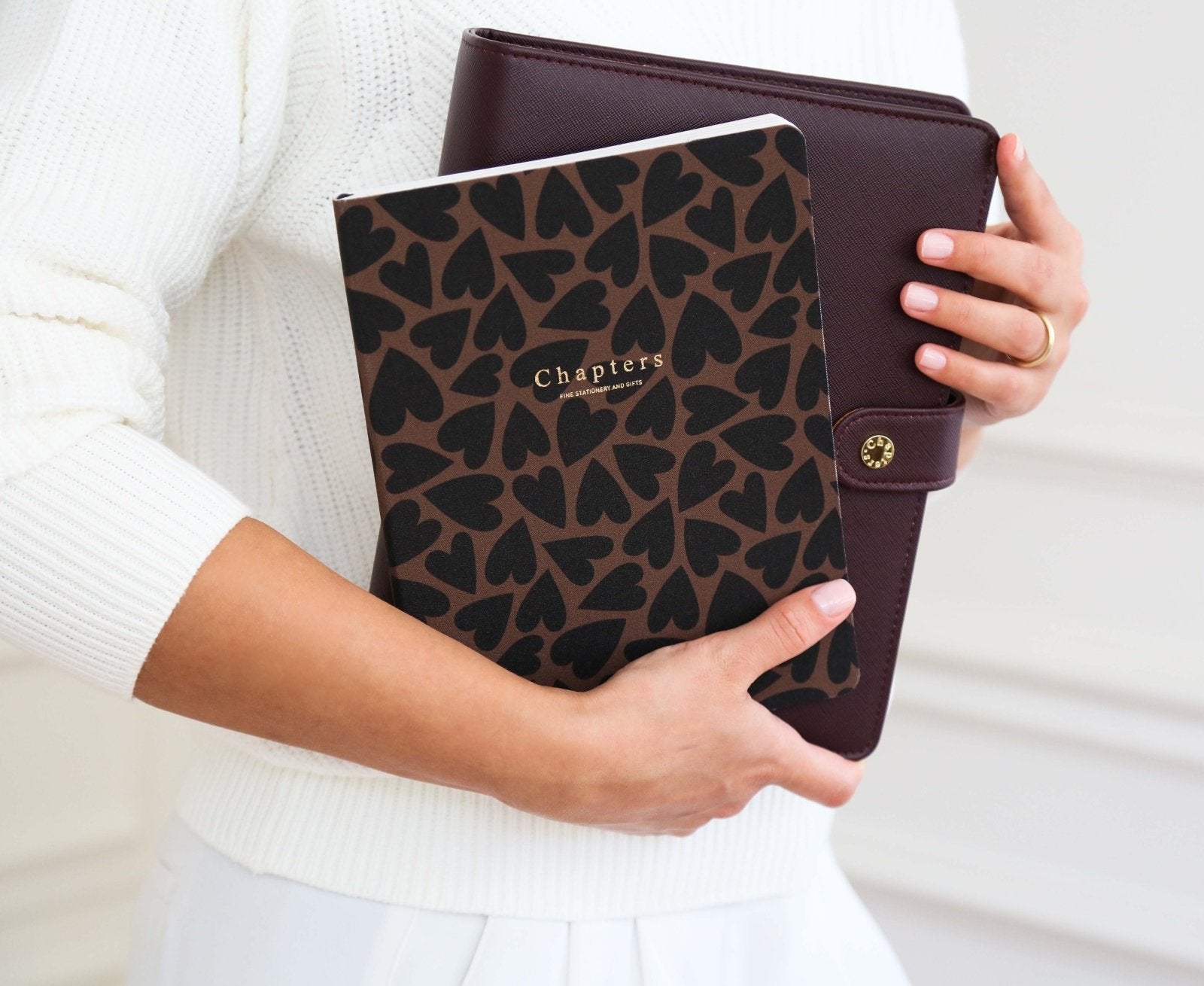 Canvas Notebook, Black & Brown Hearts (OUTLET) - Chapters