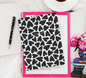 Canvas Notebook, Black & White Hearts - Chapters