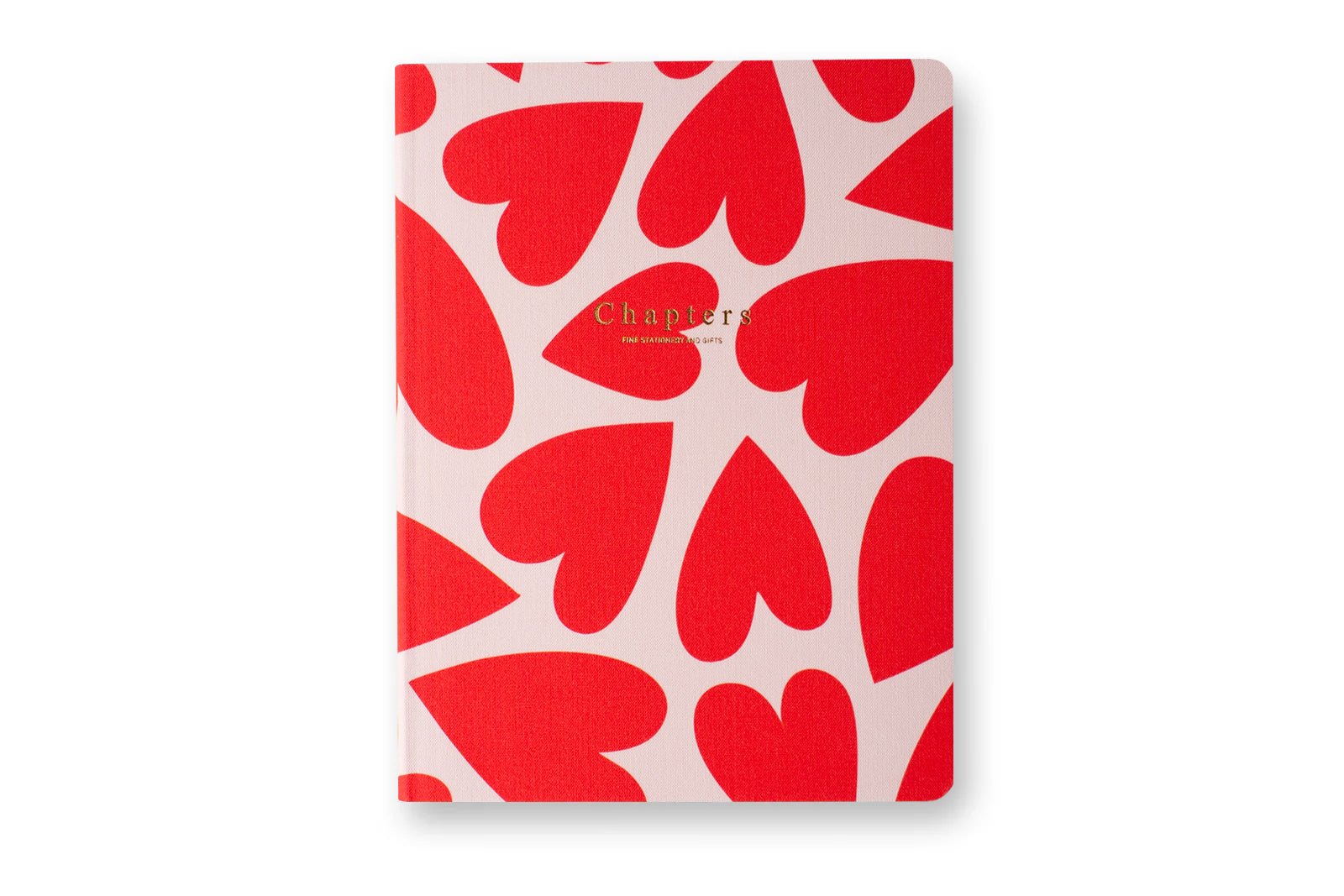 Canvas Notebook, Pale Pink & Red Hearts - Chapters