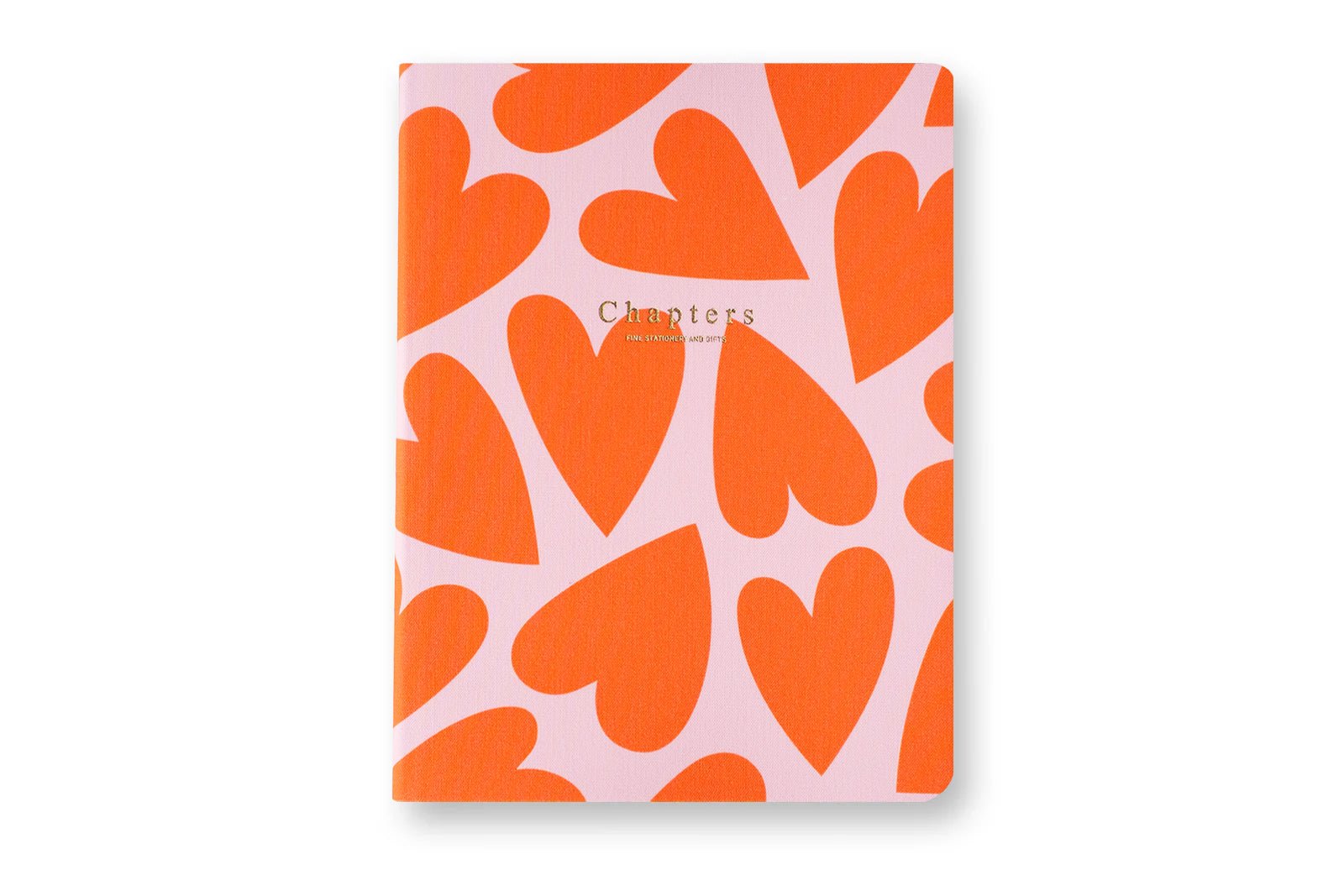 Canvas Notebook, Pink & Orange Hearts - Chapters