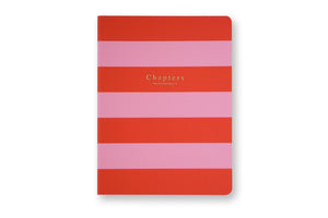 Canvas Notebook, Pink & Orange Stripes - Chapters