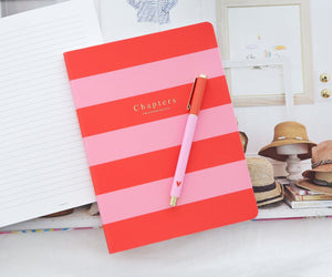 Canvas Notebook, Pink & Orange Stripes - Chapters