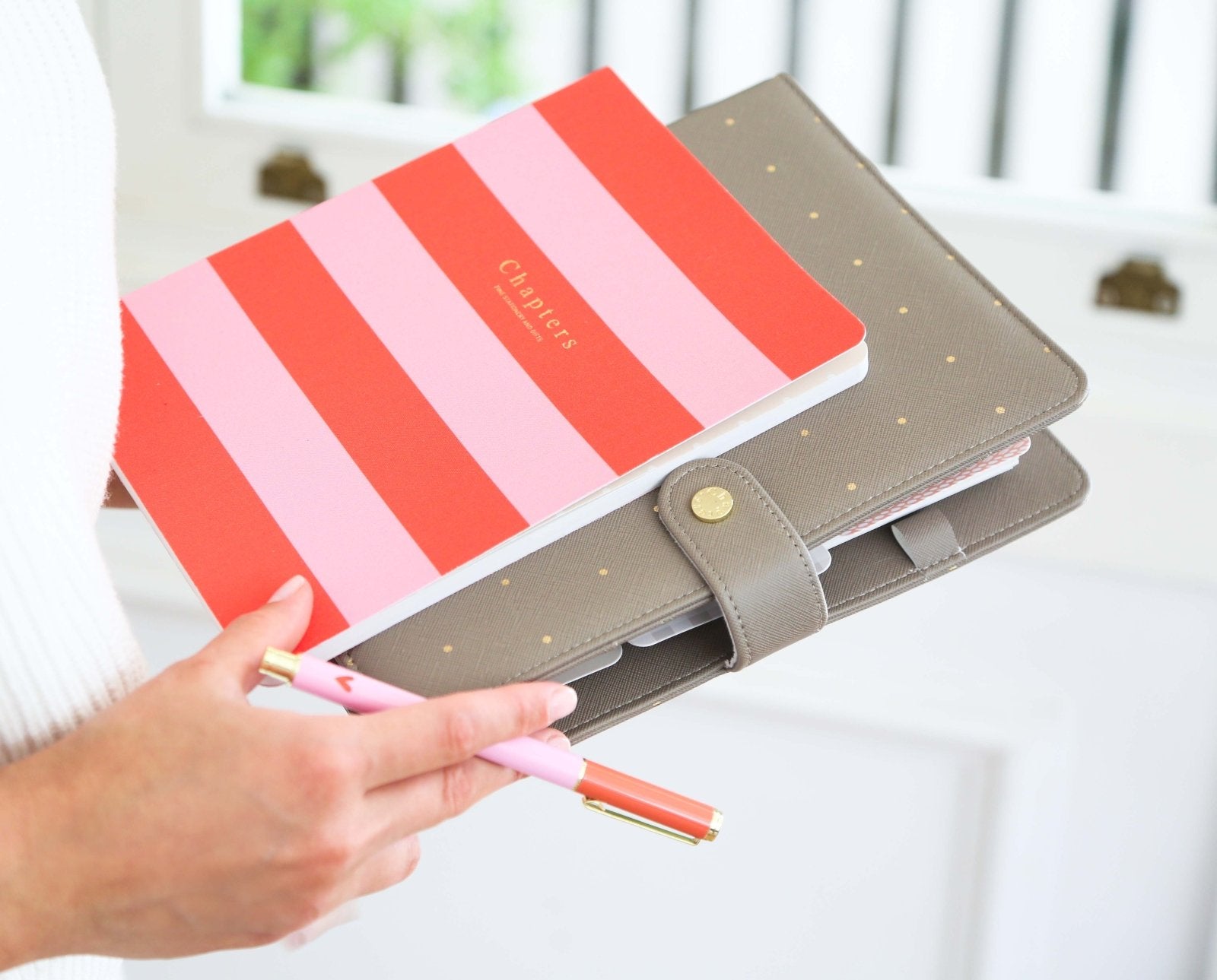 Canvas Notebook, Pink & Orange Stripes - Chapters