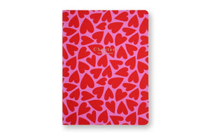 Canvas Notebook, Pink & Red Hearts - Chapters