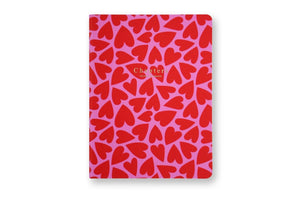 Canvas Notebook, Pink & Red Hearts (OUTLET) - Chapters
