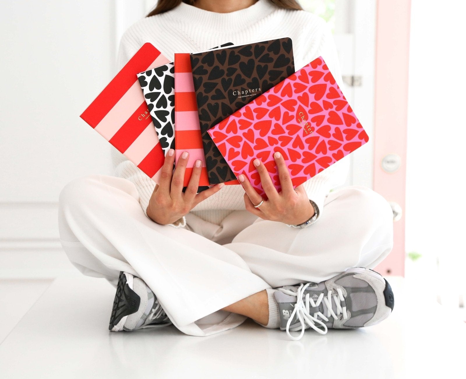 Canvas Notebook, Pink & Red Stripes - Chapters