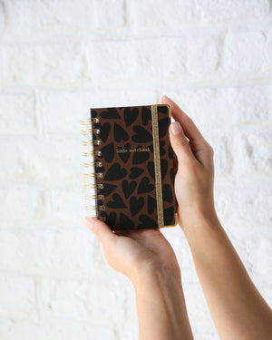 Mini Spiralli Notebook, Black&Brown Hearts - Chapters