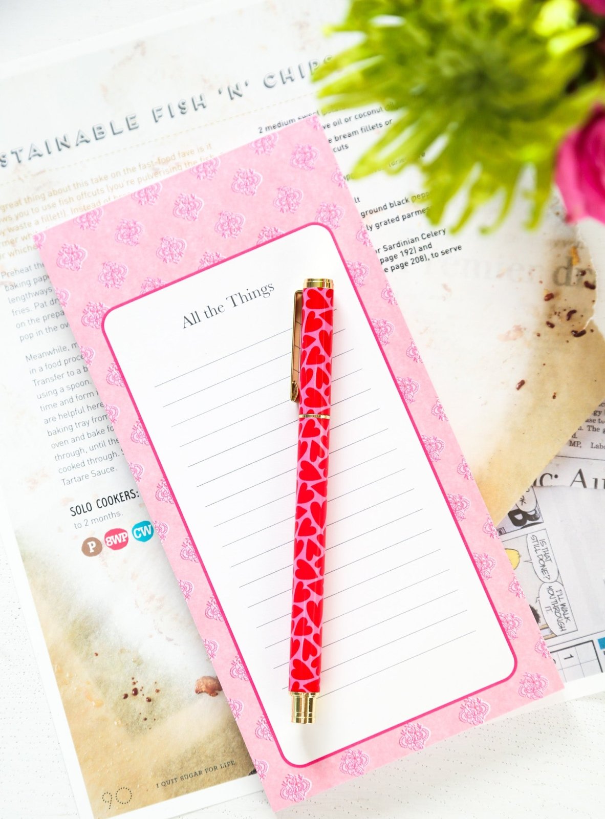 Premium Roller Pen, Pink & Red Hearts - Ön Sipariş - Chapters