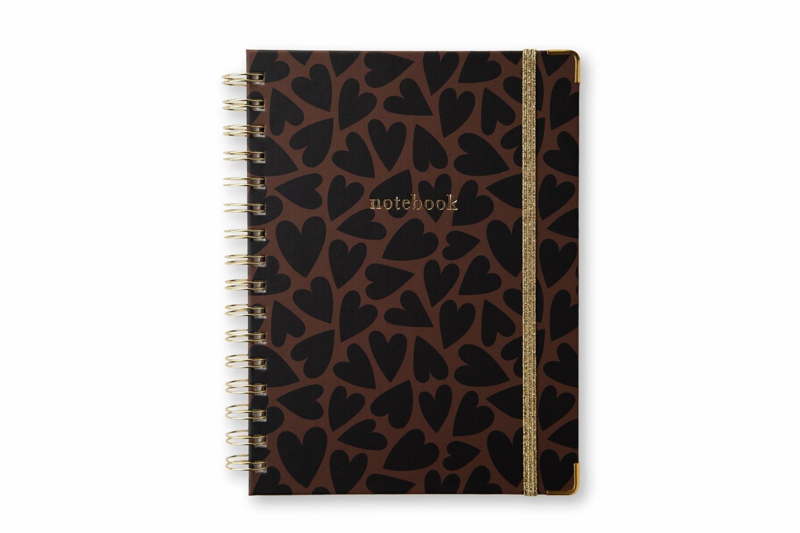 Spiralli Notebook, Black & Brown Hearts - Chapters