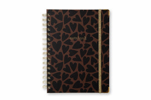 Spiralli Notebook, Black & Brown Hearts - Chapters